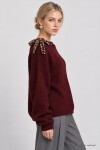 Fular Detaylı Oversize Triko Kazak BORDO LKR0001
