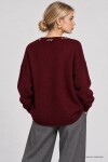Fular Detaylı Oversize Triko Kazak BORDO LKR0001
