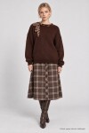 Fular Detaylı Oversize Triko Kazak KAHVERENGİ LKR0001