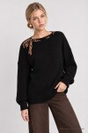 Fular Detaylı Oversize Triko Kazak SİYAH LKR0001