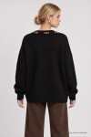 Fular Detaylı Oversize Triko Kazak SİYAH LKR0001