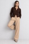 Geniş Paça Mevsimlik Gabardin Pantolon LATTE LNZ0003