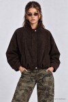 Kadife Dokulu Premium Selection Bomber Ceket KAHVERENGİ LBY0097