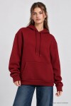 Kapüşonlu Oversize Şardonlu Örme Sweatshirt BORDO LEN0042