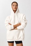 Kapüşonlu Oversize Şardonlu Örme Sweatshirt EKRU LEN0042