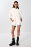 Kapüşonlu Oversize Şardonlu Örme Sweatshirt EKRU LEN0042