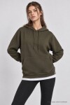 Kapüşonlu Oversize Şardonlu Örme Sweatshirt HAKİ LEN0042