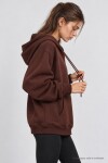 Kapüşonlu Oversize Şardonlu Örme Sweatshirt KAHVERENGİ LEN0042