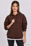 Kapüşonlu Oversize Şardonlu Örme Sweatshirt KAHVERENGİ LEN0042