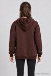 Kapüşonlu Oversize Şardonlu Örme Sweatshirt KAHVERENGİ LEN0042