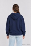 Kapüşonlu Oversize Şardonlu Örme Sweatshirt LACİVERT LEN0042