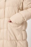 Kapüşonlu Oversize Uzun Şişme Kaban KREM LNT0001