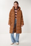 Kapüşonlu Oversize Uzun Şişme Kaban TABA LNT0001