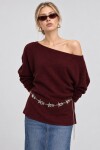 Kayık Yaka Mevsimlik Triko Kazak 4307 BORDO LKİ0065