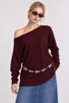 Kayık Yaka Mevsimlik Triko Kazak 4307 BORDO LKİ0065
