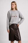 Nakış İşlemeli Oversize Triko Kazak GRİ LYY0149