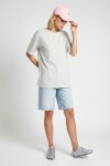 Oversize Basic Fitilli Modal T-shirt GRİ MELANJ LUB0361