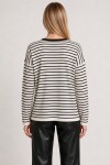Oversize Çizgili Mevsimlik Kazak 4446 EKRU SİYAH LKİ0077