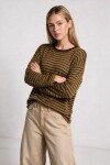 Oversize Çizgili Mevsimlik Kazak 4446 HAKİ KAHVERENGİ LKİ0077