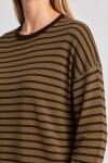 Oversize Çizgili Mevsimlik Kazak 4446 HAKİ KAHVERENGİ LKİ0077