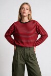 Oversize Çizgili Mevsimlik Kazak 4446 KIRMIZI SİYAH LKİ0077
