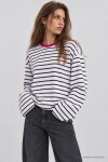 Oversize Çizgili Örme Sweatshirt EKRU SİYAH LRN0079