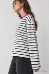 Oversize Çizgili Örme Sweatshirt EKRU SİYAH LRN0079