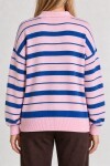 Polo Yaka Çizgili Triko Kazak PEMBE MAVİ LNT0045