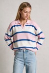 Polo Yaka Çizgili Triko Kazak PEMBE MAVİ LNT0047
