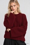 Selanik Örgü Oversize Triko Kazak BORDO LKR0002