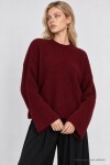 Selanik Örgü Oversize Triko Kazak BORDO LKR0002
