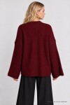 Selanik Örgü Oversize Triko Kazak BORDO LKR0002