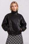 Suni Deri Biker Ceket SİYAH LAZ0022