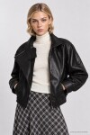 Suni Deri Biker Ceket SİYAH LAZ0022