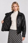Suni Deri Biker Ceket SİYAH LAZ0022