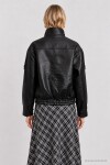 Suni Deri Biker Ceket SİYAH LAZ0022