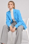 Vatkalı Blazer Dokuma Ceket TURKUAZ LNT0049