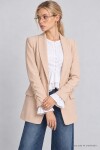 Vatkalı Büzgü Detaylı Dokuma Blazer Ceket KREM LNT0050