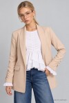 Vatkalı Büzgü Detaylı Dokuma Blazer Ceket KREM LNT0050
