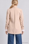 Vatkalı Büzgü Detaylı Dokuma Blazer Ceket KREM LNT0050