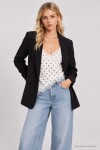 Vatkalı Büzgü Detaylı Dokuma Blazer Ceket SİYAH LNT0050