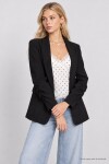 Vatkalı Büzgü Detaylı Dokuma Blazer Ceket SİYAH LNT0050