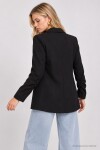 Vatkalı Büzgü Detaylı Dokuma Blazer Ceket SİYAH LNT0050