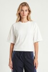 Yarasa Kollu Basic Modal T-shirt EKRU LUB0357