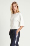 Yarasa Kollu Basic Modal T-shirt EKRU LUB0357