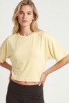 Yarasa Kollu Basic Modal T-shirt SARI LUB0357