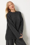 Yumuşak Dokulu Oversize Triko Kazak ANTRASİT LPF0063
