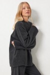 Yumuşak Dokulu Oversize Triko Kazak ANTRASİT LPF0063