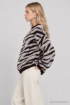 Zebra Desenli Oversize Triko Kazak KAHVERENGİ LAS0017