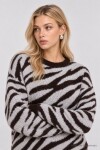 Zebra Desenli Oversize Triko Kazak KAHVERENGİ LAS0017